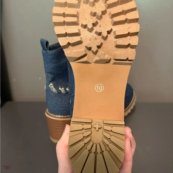 Women’s COMFORT BRAND Stylish Denim Ankle Boots SZ-10 - Picture 5 of 10